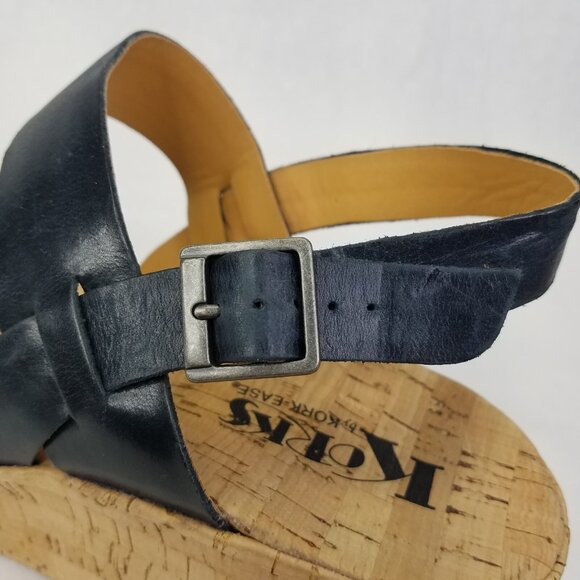 Korks Kork-Ease Austin Sandals Women 11 EU 43 Navy Leather Faux Cork Wedge Shoe - Picture 9 of 16